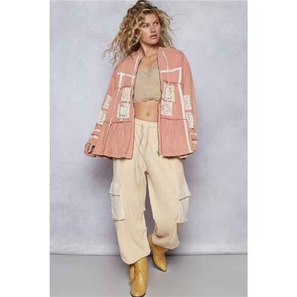 POL Embroidered Patch Hooded‎ Jacket with Lace Detail - Picture 5 of 5